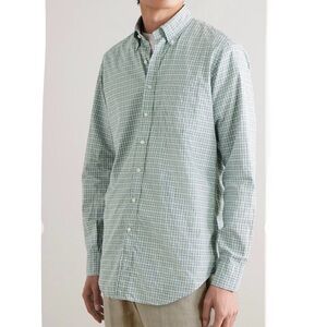SID MASHBURN Button Down Green Seaglass Check Poplin Sport Shirt sz M